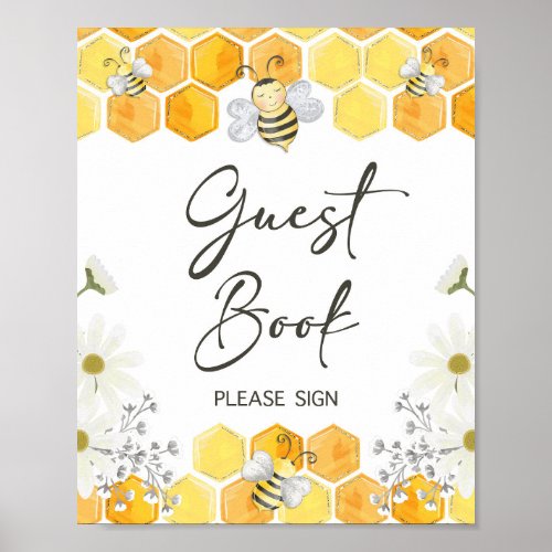 Guest Book Sign Honey Bee Yellow Shower Sign