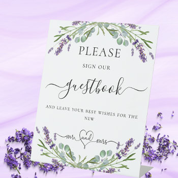 Guest Book Sign Lavender Violet Floral Eucalyptus by Thunes at Zazzle