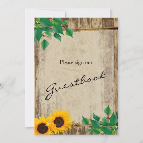 Guest Book Sign _ Rustic Barn Wood Sunflower