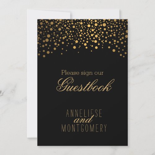 Guest Book Sign _ Stylish Gold Confetti Invitation