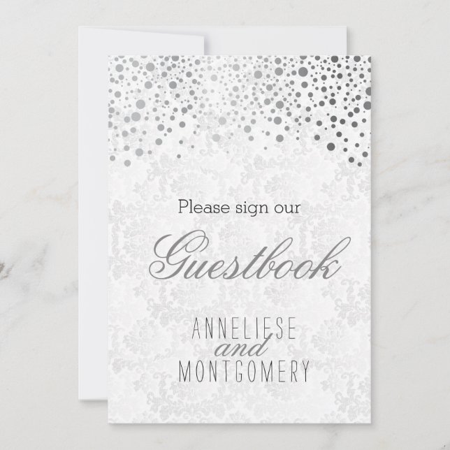 Guest Book Sign - Stylish Silver Confetti (Front)