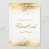 Guest Book Sign - Stylish White and Gold Snowflake (Front/Back)