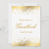 Guest Book Sign - Stylish White and Gold Snowflake (Back)