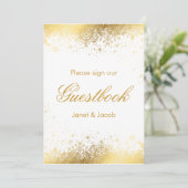 Guest Book Sign - Stylish White and Gold Snowflake (Standing Front)