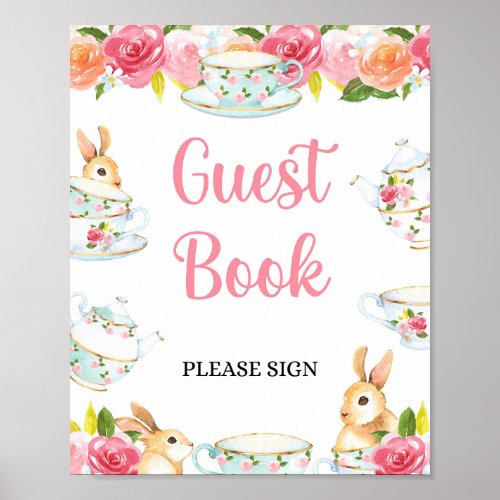 Guest Book Sign Tea Party Shower Sign