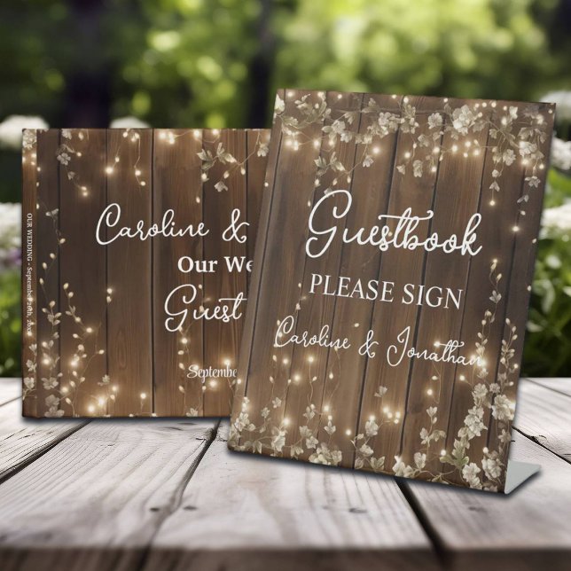 Guest Book Signing Wood Sign String Lights (Creator Uploaded)