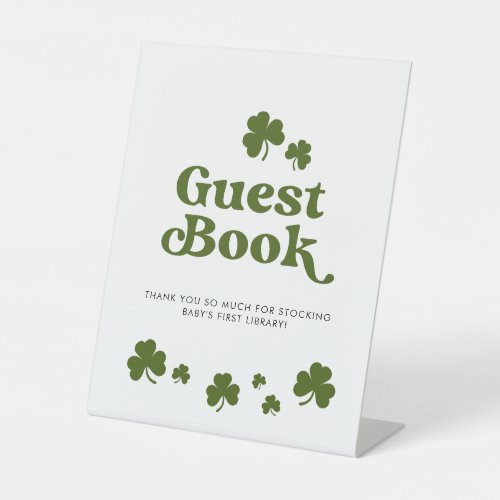 Guest Book St Patricks Day Green Shamrock Pedestal Sign