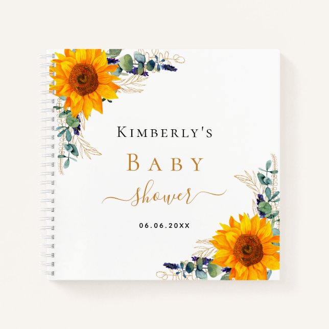 Guest book sunflowers eucalyptus baby shower (Front)