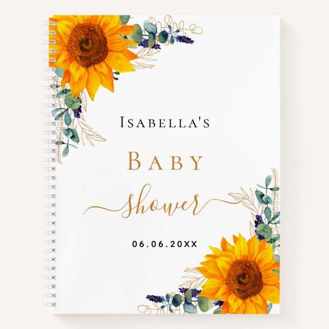 Guest book sunflowers eucalyptus baby shower (Front)
