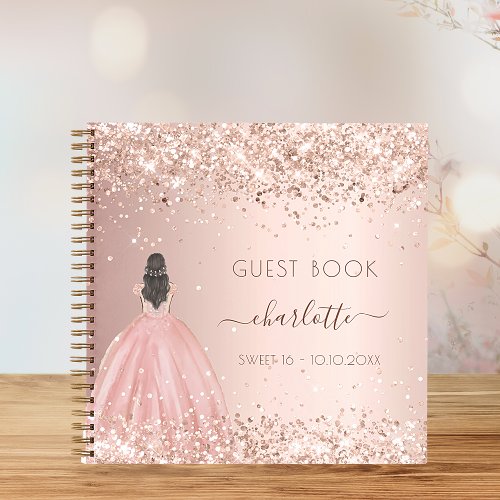 Guest book Sweet 16 dress glitter rose gold