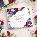 Guest book Sweet 16 patriotic red white blue<br><div class="desc">White background. Decorated with patriotic colored  balloons in red blue and white. Blue and red sparkles.  Add your name,  age/text</div>