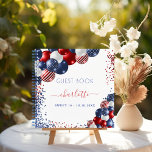 Guest book Sweet 16 patriotic red white blue<br><div class="desc">White background. Decorated with patriotic colored  balloons in red blue and white. Blue and red sparkles.  Add your name,  age/text</div>