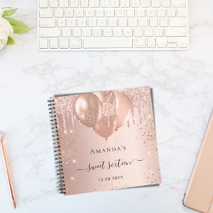 Guest book Sweet 16 rose gold blush glitter