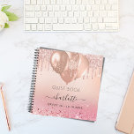 Guest book Sweet 16 rose gold pink glitter balloon<br><div class="desc">A stylish rose gold and blush pink background with faux glitter drips. Personalize and add a name and a date. Can be used as a party guest book,  for planning the party or as party favors.</div>