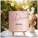 Guest book Sweet 16 rose gold stars<br><div class="desc">A guestbook for a feminine and glamorous Sweet 16 birthday party.  A rose gold gradient background,  decorated with stars.  Add your name,  and text.</div>