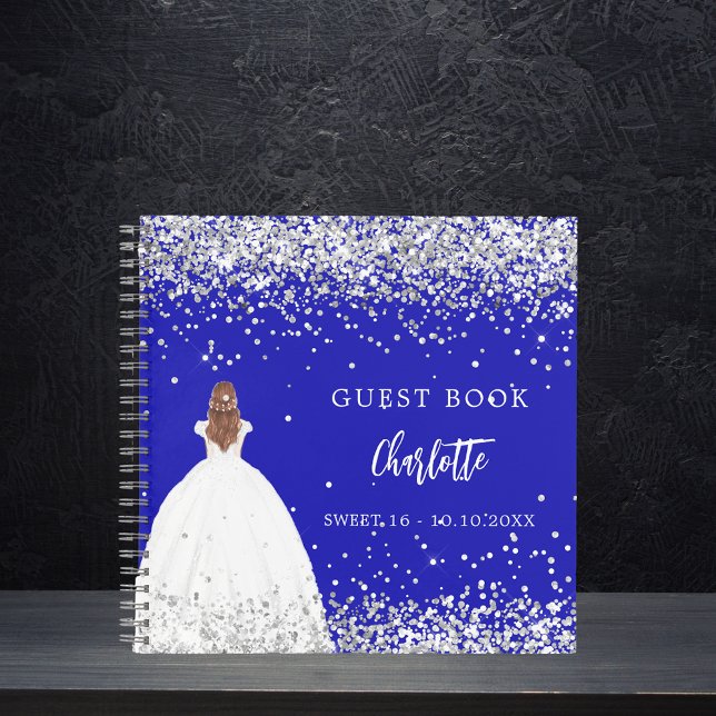 Guest book Sweet 16 royal blue dress glitter (Creator Uploaded)