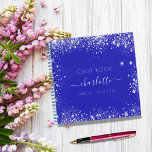 Guest book Sweet 16 royal blue silver glitter<br><div class="desc">A trendy royal blue background with faux silver glitter,  sparkles. Add your name,  age,  date.</div>