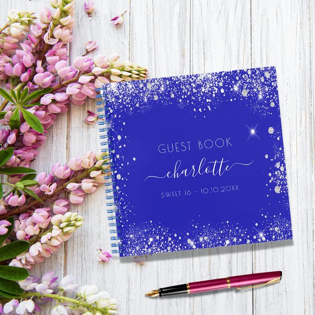 Guest book Sweet 16 royal blue silver glitter (Creator Uploaded)