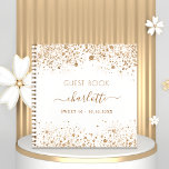 Guest book SWEET 16 white gold glitter name<br><div class="desc">A guestbook for a feminine and glamorous Sweet 16,  16th birthday party.  A stylish white background with dark faux gold glitter sparkles. Add your name,  age/text</div>