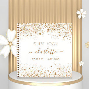 Guest book SWEET 16 white gold glitter name