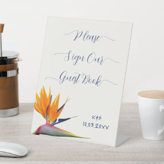 Guest Book Table Wedding Sign Bird of Paradise