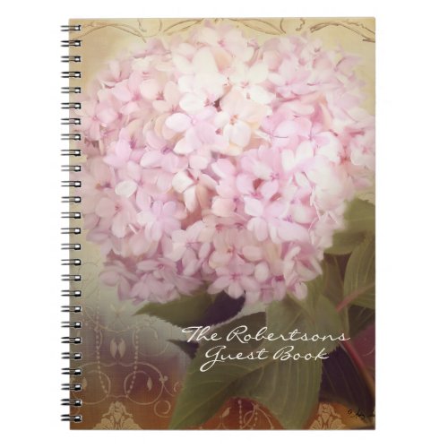 Guest Book Vintage Style Pink Lavender Hydrangea