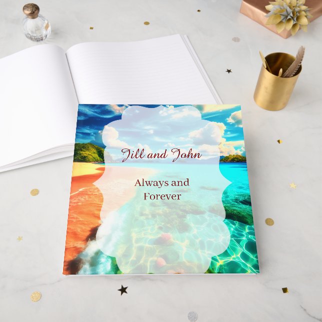 Guest Book Wedding Beach Custom Keepsake (Front Open)