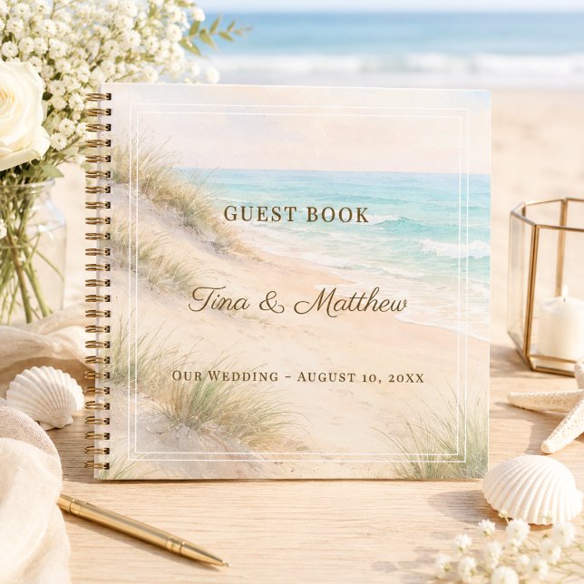 Guest Book Wedding Beach Hearts Sand Monogrammed  (Creator Uploaded)