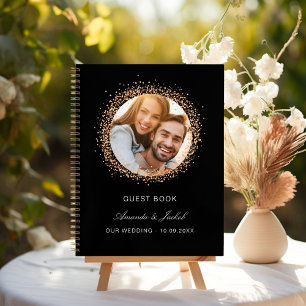 Guest book wedding black rose gold photo