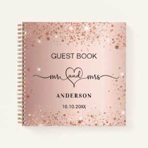 Guest book wedding blush rose gold mr mrs