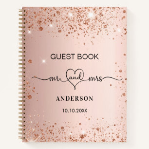 Guest book wedding blush rose gold mr mrs