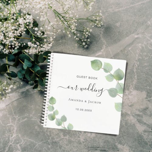 Guest book wedding eucalyptus greenery