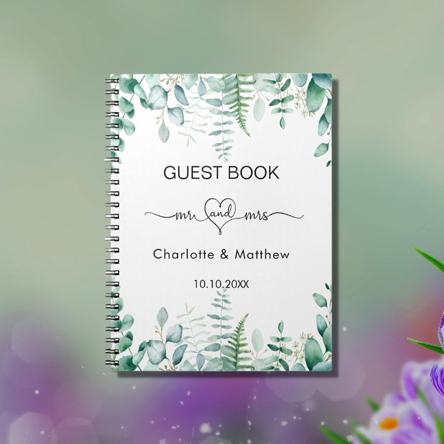 Guest book wedding eucalyptus greenery mr mrs (Creator Uploaded)