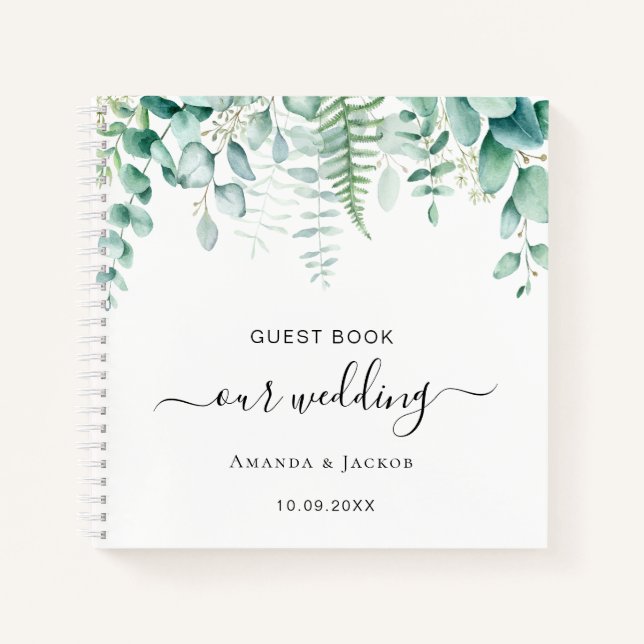 Guest book wedding eucalyptus greenery woodland (Front)