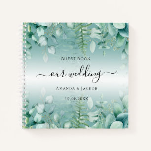 Guest book wedding eucalyptus greenry woodland