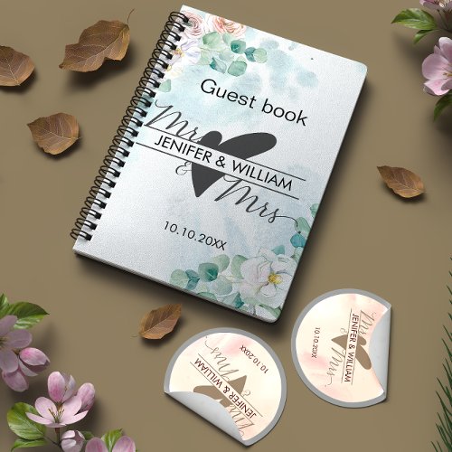 Guest book wedding eucalyptus mr mrs heart budget