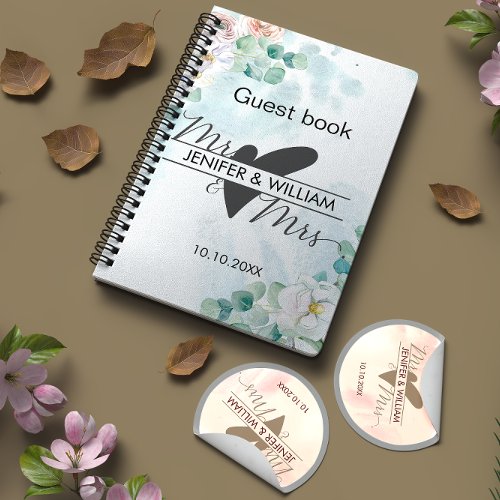 Guest book wedding eucalyptus mr mrs heart budget planner