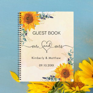 Guest book wedding eucalyptus sunflowers mr mrs