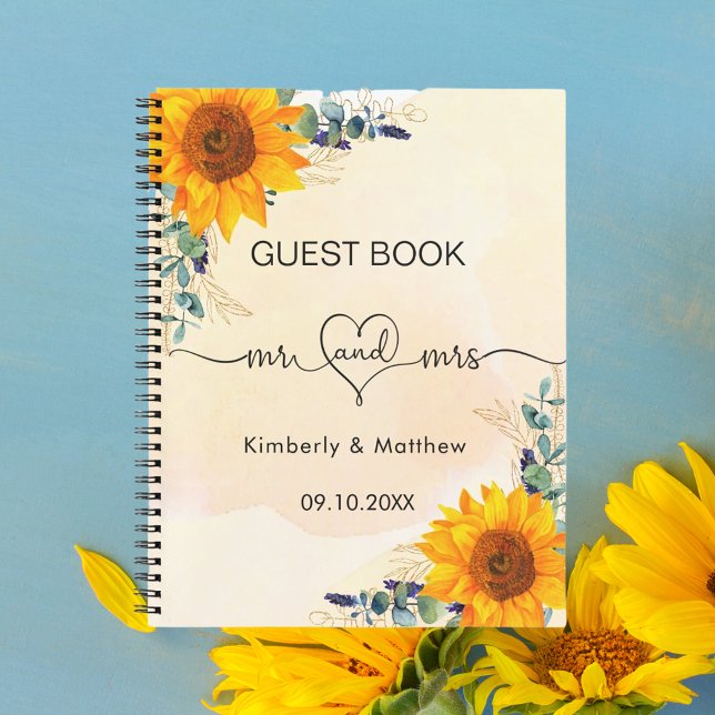 Guest book wedding eucalyptus sunflowers mr mrs (Creator Uploaded)