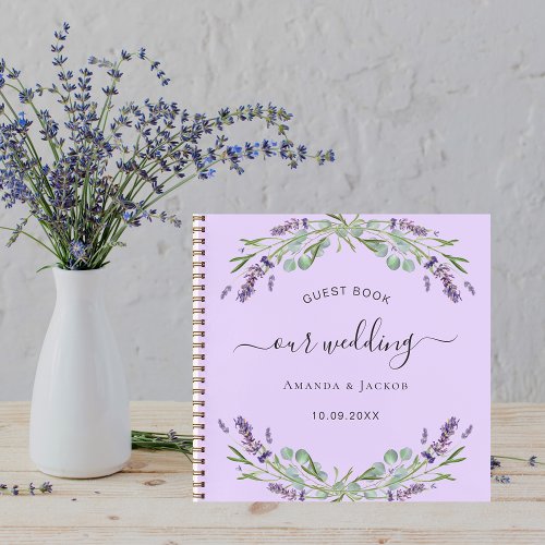 Guest book wedding lavender eucalyptus violet