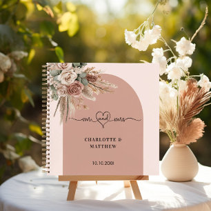 Guest book wedding mr mrs heart pink arch taupe