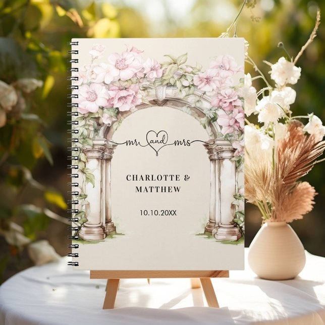 Guest book wedding mr mrs heart pink florals arch (Creator Uploaded)