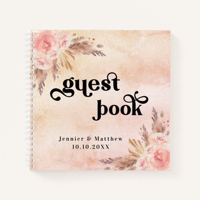Guest book wedding pampas grass blush pink (Front)