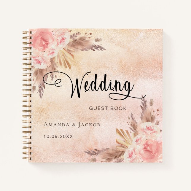 Guest book wedding pampas grass rose gold (Front)