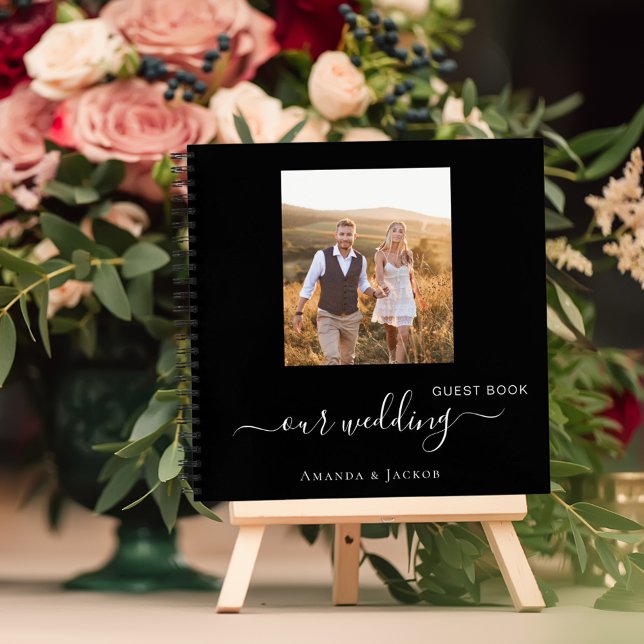 Guest book wedding photo black white modern (Creator Uploaded)