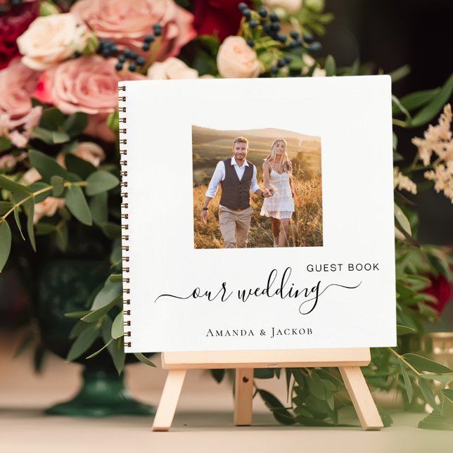 Guest book wedding photo white black modern (Creator Uploaded)