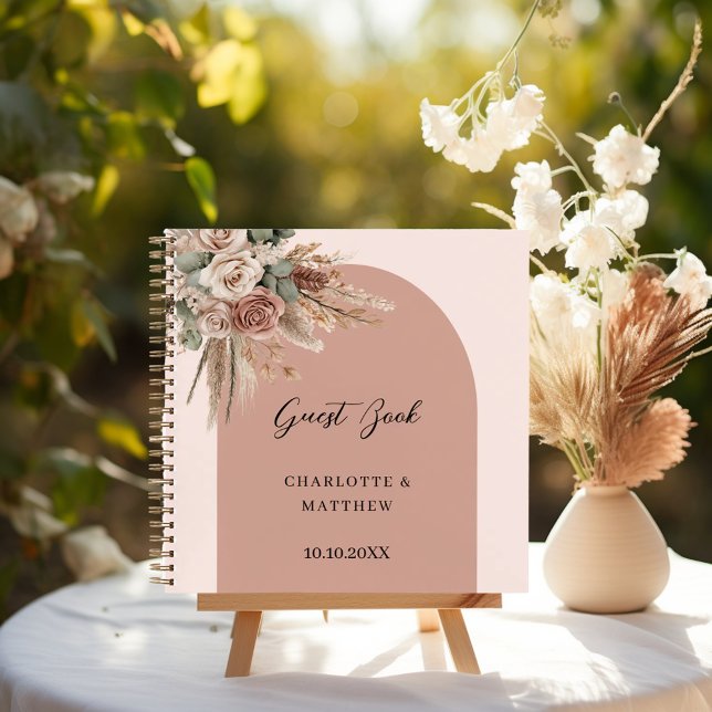 Guest book wedding pink arch taupe roses (Creator Uploaded)