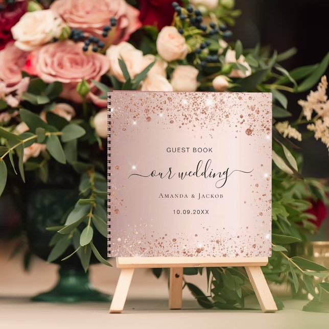 Guest book wedding rose gold names script (Creator Uploaded)