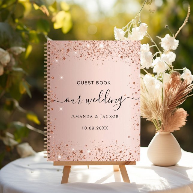 Guest book wedding rose gold names script (Creator Uploaded)