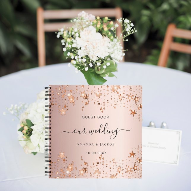 Guest book wedding rose gold stars names script (Creator Uploaded)